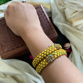 Kada Kundan Bangle -Yellow Matt-G4846